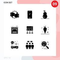 Pictogram Set of 9 Simple Solid Glyphs of team javascript android development pear Editable Vector Design Elements