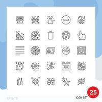 25 Universal Line Signs Symbols of hosting stop blouse frock remove minus Editable Vector Design Elements