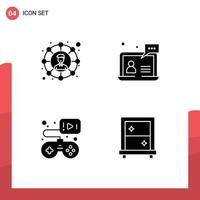 Pack of 4 creative Solid Glyphs of connections controller share user gamepad Editable Vector Design Elements