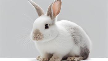 Conejo con blanco antecedentes contento Pascua de Resurrección foto