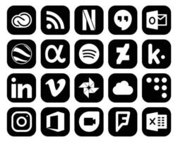 20 social medios de comunicación icono paquete incluso muro de codificación foto aplicación red vídeo linkedin vector