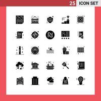 25 User Interface Solid Glyph Pack of modern Signs and Symbols of chip trophy creative prize brain Editable Vector Design Elements