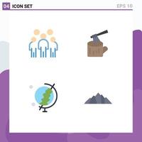 4 Thematic Vector Flat Icons and Editable Symbols of group earth people log globe Editable Vector Design Elements