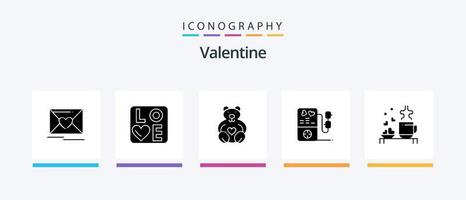 Valentine Glyph 5 Icon Pack Including love. love. sign. day. valentine. Creative Icons Design vector