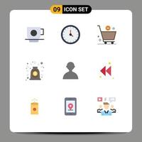 Mobile Interface Flat Color Set of 9 Pictograms of avatar contract time collaboration minus Editable Vector Design Elements