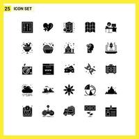 Group of 25 Modern Solid Glyphs Set for comfort location plus map page Editable Vector Design Elements