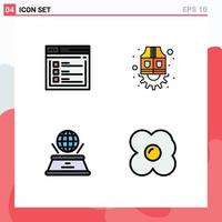 4 User Interface Filledline Flat Color Pack of modern Signs and Symbols of internet world website labor imagination Editable Vector Design Elements