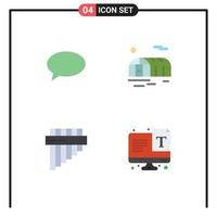 Set of 4 Commercial Flat Icons pack for chat pan mail greenhouse text Editable Vector Design Elements