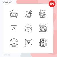 Pack of 9 creative Outlines of messages chat mobile mongolia tugrik Editable Vector Design Elements