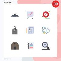 Universal Icon Symbols Group of 9 Modern Flat Colors of pen document notification blueprint price Editable Vector Design Elements