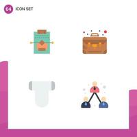 Group of 4 Flat Icons Signs and Symbols for workflow diapers settings suitcase business Editable Vector Design Elements