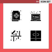 Universal Icon Symbols Group of 4 Modern Solid Glyphs of circular activities target board hobbies Editable Vector Design Elements