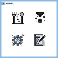 Set of 4 Modern UI Icons Symbols Signs for cutlery edit print energy document Editable Vector Design Elements