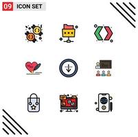 Stock Vector Icon Pack of 9 Line Signs and Symbols for download direction switch wedding love Editable Vector Design Elements