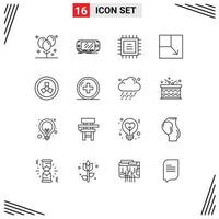 Outline Pack of 16 Universal Symbols of nuclear view gaming layout cpu Editable Vector Design Elements