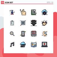 Set of 16 Modern UI Icons Symbols Signs for notepad lock ruler secure cloud Editable Creative Vector Design Elements