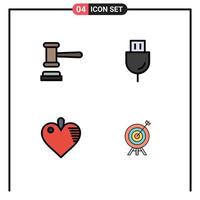 Universal Icon Symbols Group of 4 Modern Filledline Flat Colors of auction healthcare order plug love Editable Vector Design Elements