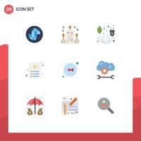 9 User Interface Flat Color Pack of modern Signs and Symbols of left identity clean energy identity id Editable Vector Design Elements