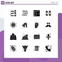 16 Thematic Vector Solid Glyphs and Editable Symbols of book data coding folder exchange Editable Vector Design Elements