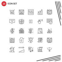 25 Universal Lines Set for Web and Mobile Applications chat study music computer science analytics Editable Vector Design Elements