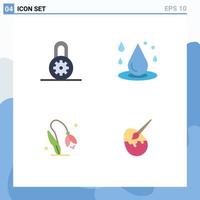 Pack of 4 creative Flat Icons of control floral drop spa spring Editable Vector Design Elements