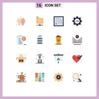 16 Thematic Vector Flat Colors and Editable Symbols of office delete note wifi delete document book Editable Pack of Creative Vector Design Elements