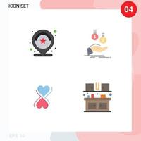 Pack of 4 creative Flat Icons of location money review hand eight Editable Vector Design Elements