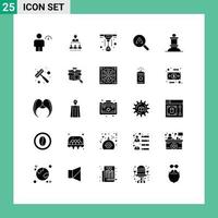 Group of 25 Solid Glyphs Signs and Symbols for chess error leadership view find Editable Vector Design Elements