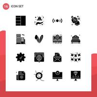 Modern Set of 16 Solid Glyphs and symbols such as real building signal support chat Editable Vector Design Elements