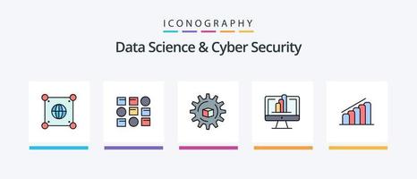 datos Ciencias y ciber seguridad línea lleno 5 5 icono paquete incluso modelo. datos. aprendiendo. algoritmo. aprendiendo. creativo íconos diseño vector