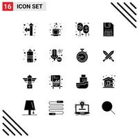 Set of 16 Modern UI Icons Symbols Signs for fitness health save love interface download Editable Vector Design Elements