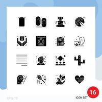 Solid Glyph Pack of 16 Universal Symbols of goods branding robot best quality drawing Editable Vector Design Elements