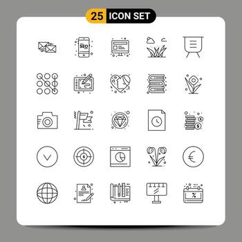 editable vector línea paquete de 25 sencillo líneas de primavera pastos márketing césped web editable vector diseño elementos