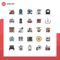 Filled line Flat Color Pack of 25 Universal Symbols of suit astronaut cloud service configure wifi connect Editable Vector Design Elements