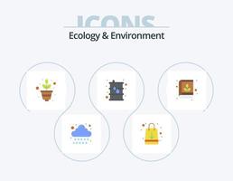 ecología y ambiente plano icono paquete 5 5 icono diseño. conocimiento. educación. planta. aceite. energía vector