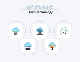 Cloud Technology Flat Icon Pack 5 Icon Design. connected. mouse. cloud. online. file vector