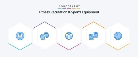 Fitness Recreation And Sports Equipment 25 Blue icon pack including bowling. sport. ball. goalkeeper. glove vector