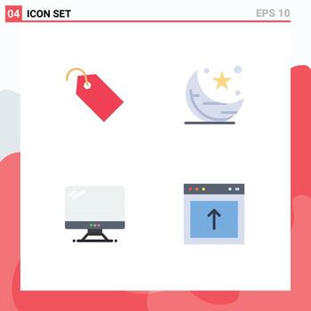 4 Flat Icon concept for Websites Mobile and Apps price computer ticket star device Editable Vector Design Elements