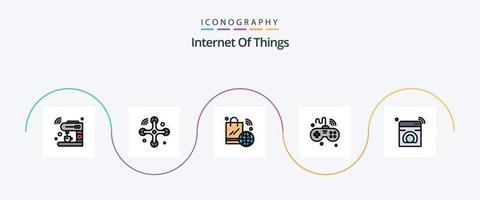 Internet de cosas línea lleno plano 5 5 icono paquete incluso cosas. Internet. Internet de cosas. juegos. iot vector