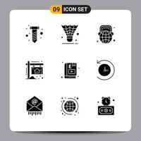 Pack of 9 creative Solid Glyphs of e book home education board headphone Editable Vector Design Elements