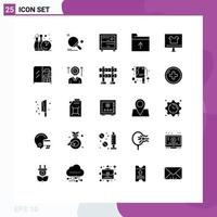 Group of 25 Modern Solid Glyphs Set for buy apparel ball get document Editable Vector Design Elements