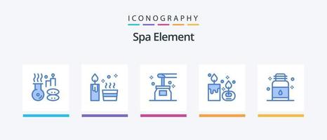 Spa Element Blue 5 Icon Pack Including lamp. aromatherapy. beauty. aroma candle. yoga. Creative Icons Design vector