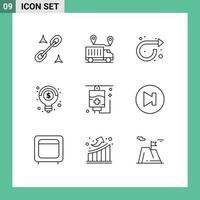 Editable Vector Line Pack of 9 Simple Outlines of medical healthcare arrow money creative Editable Vector Design Elements