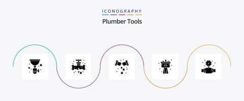 Plumber Glyph 5 Icon Pack Including . plumber. plumbing. mechanical. system vector