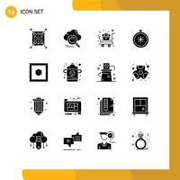 Group of 16 Solid Glyphs Signs and Symbols for hexagon navigation access direction supplies Editable Vector Design Elements