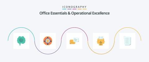 Office Essentials And Operational Exellence Flat 5 Icon Pack Including check list. programming. idea. reading. popup vector