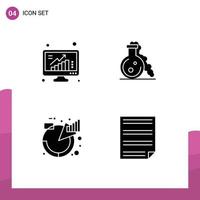 4 Thematic Vector Solid Glyphs and Editable Symbols of grow chart poll lab descriptions Editable Vector Design Elements