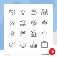 16 User Interface Outline Pack of modern Signs and Symbols of schedule money delivery hand valentine Editable Vector Design Elements