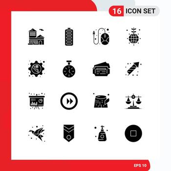 16 Solid Glyph concept for Websites Mobile and Apps call green computer world earth Editable Vector Design Elements