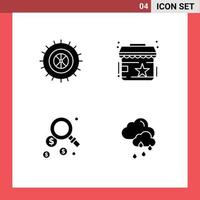 User Interface Pack of 4 Basic Solid Glyphs of studded find rating store rainy Editable Vector Design Elements